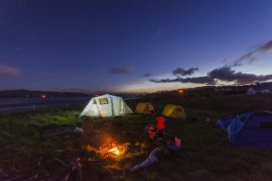 camping in tent